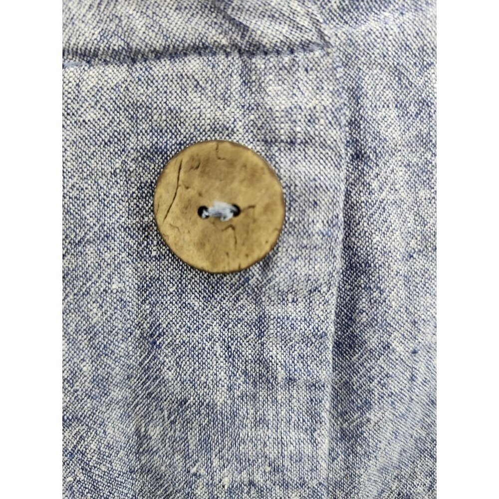 Zara Woman Sz Med Soft Blue Chambray Fabric Tied Sleeves Casual Sophisticated - Picture 4 of 8
